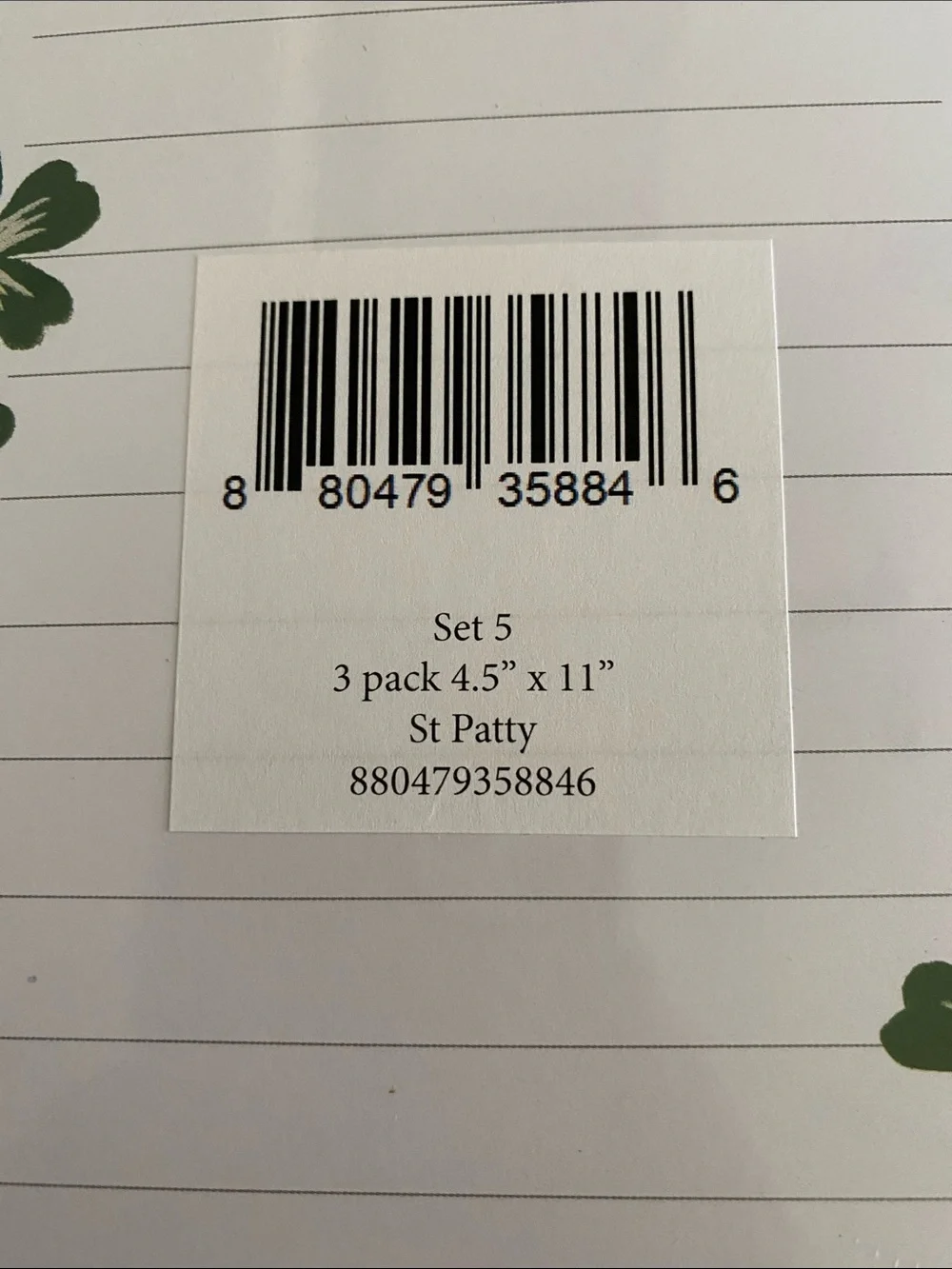 Lucky Notes Lined Notepad SET of 3 - Green Floral Border. LUG collection